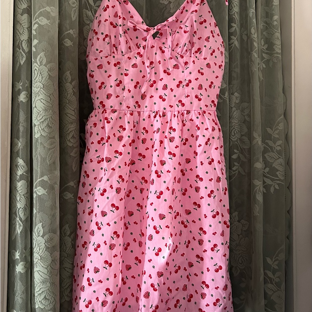 Pink Strawberry Print Dress